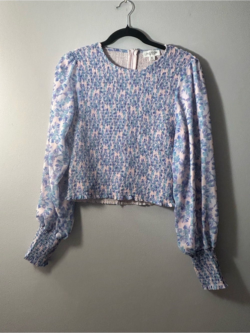 Allison Cropped Floral Smocked Puff Sleeve Blouse